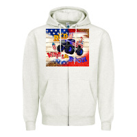 Oatmeal Heather red white & boom Zipper Hoodie - TumblerDesignByShophia