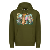 Army Green Easter Day wine glasses bunny Premium Hoodie - HowdyJamesFarm