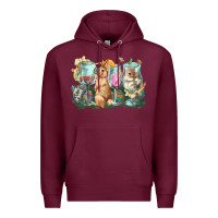 Burgundy Easter Day wine glasses bunny Premium Hoodie - HowdyJamesFarm