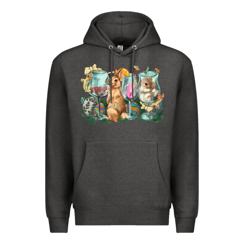 Easter Day Wine Glasses Bunny Premium Hoodie by HowdyJamesFarm | Teevron