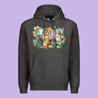 Easter Day Wine Glasses Bunny Premium Hoodie Designed By Howdyjamesfarm