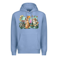Colony Blue Easter Day wine glasses bunny Premium Hoodie - HowdyJamesFarm