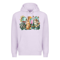 Lilac Easter Day wine glasses bunny Premium Hoodie - HowdyJamesFarm