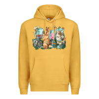 Mustard Easter Day wine glasses bunny Premium Hoodie - HowdyJamesFarm