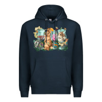 Navy Easter Day wine glasses bunny Premium Hoodie - HowdyJamesFarm