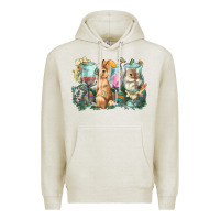 Oatmeal Heather Easter Day wine glasses bunny Premium Hoodie - HowdyJamesFarm