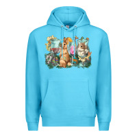 Ocean Blue Easter Day wine glasses bunny Premium Hoodie - HowdyJamesFarm