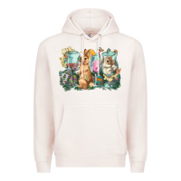 Pale Pink Easter Day wine glasses bunny Premium Hoodie - HowdyJamesFarm