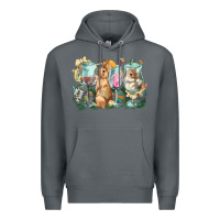 Rock Easter Day wine glasses bunny Premium Hoodie - HowdyJamesFarm