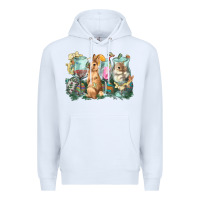 White Easter Day wine glasses bunny Premium Hoodie - HowdyJamesFarm
