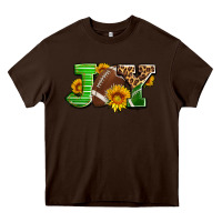 Chocolate Brown joy with football ball and sunflower ado Heavy Core Tee - AdoDesignShop