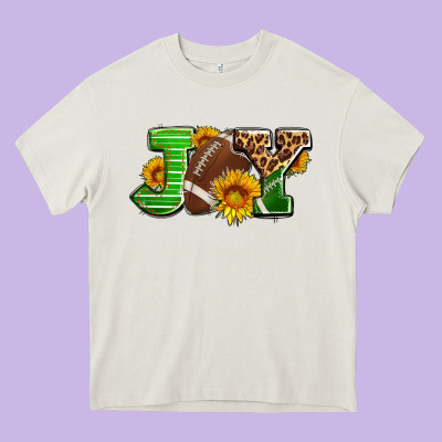 Joy With Football Ball And Sunflower Ado Heavy Core Tee Designed By Adodesignshop