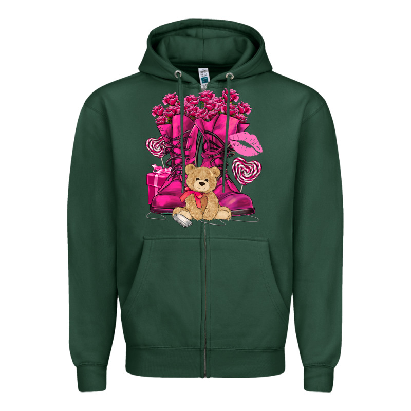 Army Boots Valentine's Day Zipper Hoodie by HowdyJamesFarm | Teevron
