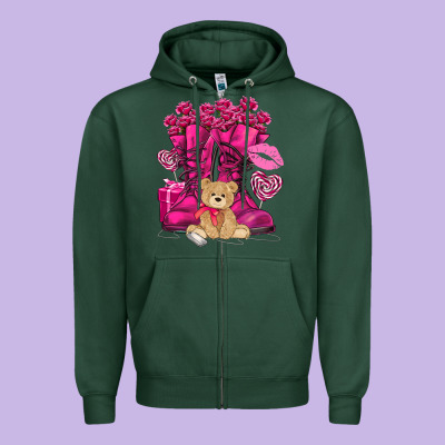 Army Boots Valentine's Day Zipper Hoodie Designed By Howdyjamesfarm