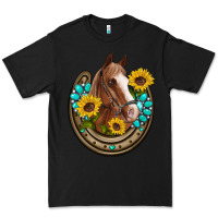 Black western horseshoe horse sunflowers gemstone Premium Tee - Artiststas