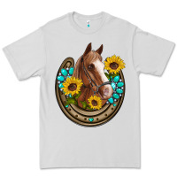 Dove Grey western horseshoe horse sunflowers gemstone Premium Tee - Artiststas