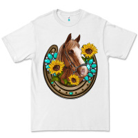 White western horseshoe horse sunflowers gemstone Premium Tee - Artiststas