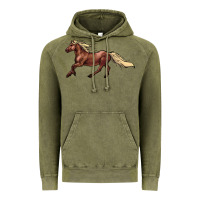 Vintage Olive running horse Vintage Hoodie - NancyCooperArtShop