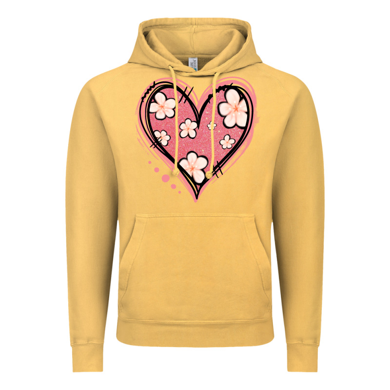 Floral Pink Glitter Heart Vintage Hoodie by Jasminsmagicworld | Teevron