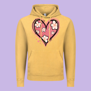 Floral Pink Glitter Heart Vintage Hoodie Designed By Jasminsmagicworld