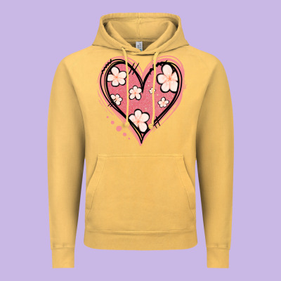 Floral Pink Glitter Heart Vintage Hoodie Designed By Jasminsmagicworld