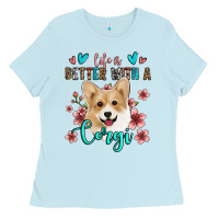 Baby Blue life is better with a corgi Ladies Tee - Jasminsmagicworld