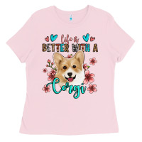 Bubblegum Pink life is better with a corgi Ladies Tee - Jasminsmagicworld