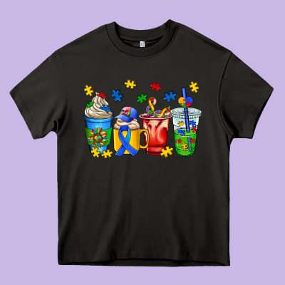 Autism Coffee Cup Heavy Core Tee Designed By Adodesignshop