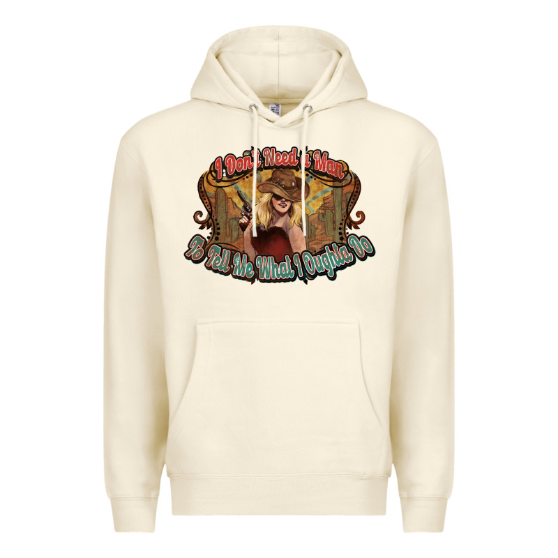 I Don't Need A Man Cowgirl Western Premium Hoodie by HowdyJamesFarm | Teevron
