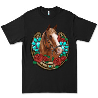 Black western horseshoe horse roses gemstone Premium Tee - Artiststas