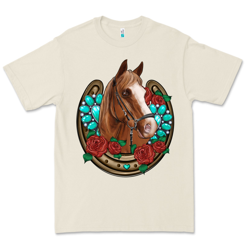 Western Horseshoe Horse Roses Gemstone Premium Tee by Artiststas | Teevron
