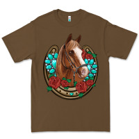 Cacao western horseshoe horse roses gemstone Premium Tee - Artiststas
