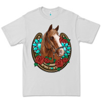 Dove Grey western horseshoe horse roses gemstone Premium Tee - Artiststas