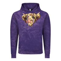 Cloud Purple scottish cow Vintage Hoodie - NancyCooperArtShop