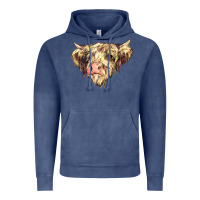 Vintage Denim scottish cow Vintage Hoodie - NancyCooperArtShop