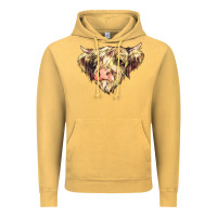 Vintage Mustard scottish cow Vintage Hoodie - NancyCooperArtShop