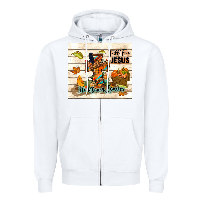 Fall For Jesus He Never Leaves Zipper Hoodie by TumblerDesignByShophia | Teevron