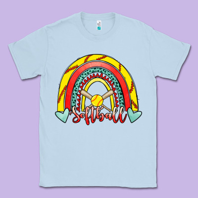 Softball Rainbow Classic Tee Designed By Ranaportraitstore
