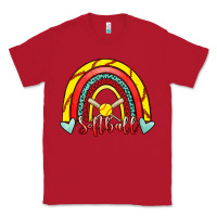 Red Softball Rainbow Classic Tee - RanaPortraitStore