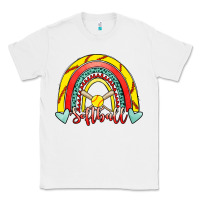 White Softball Rainbow Classic Tee - RanaPortraitStore