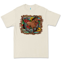 Bone western horse horseshoe roses sunflowers serape leopard Premium Tee - Artiststas