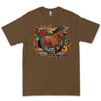 Cacao western horse horseshoe roses sunflowers serape leopard Premium Tee - Artiststas
