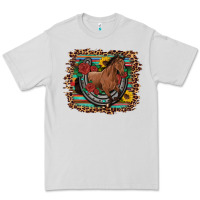 Western Horse Horseshoe Roses Sunflowers Serape Leopard Premium Tee | Teevron