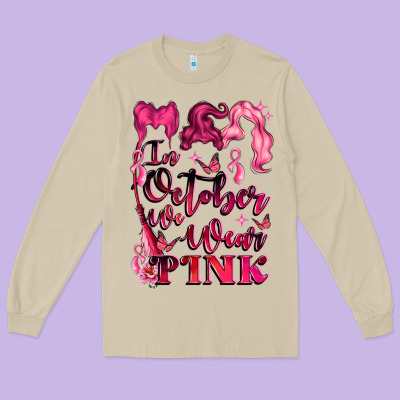 In October We Wear Pink Long Sleeve Tee Designed By Lillyallendesigns