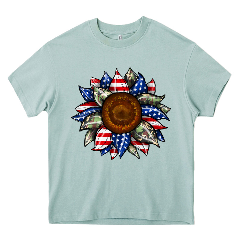 Sunflower American Flag Heavy Core Tee by JahusDesignShop | Teevron