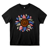 Black sunflower american flag Heavy Core Tee - JahusDesignShop