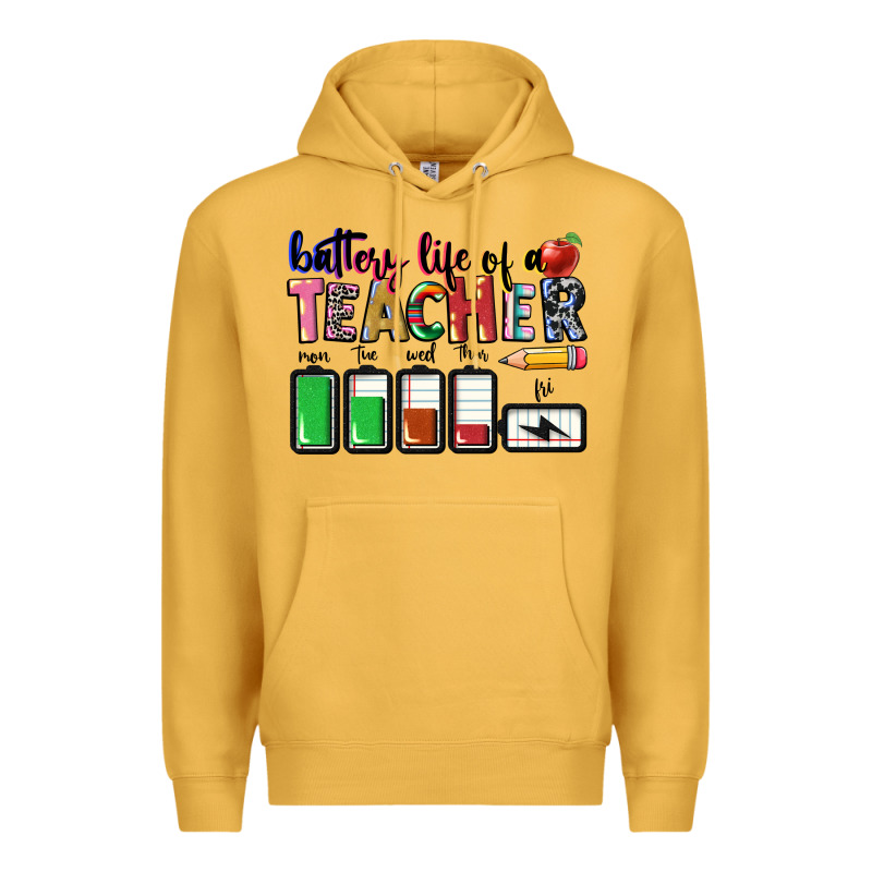 Battery Life Of Teacher Premium Hoodie by CowGirlArtShop | Teevron