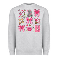 Heather Grey coquette bow nurse Heavyweight Sweatshirt - Artiststas