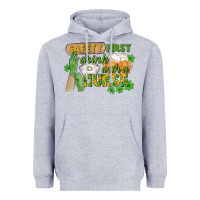 Heather Grey Safety first drink with a Nurse St. Patrick's Day Heavyweight Hoodie - CowGirlArtShop