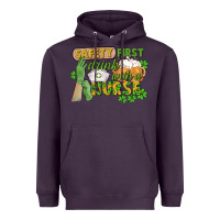 Plum Safety first drink with a Nurse St. Patrick's Day Heavyweight Hoodie - CowGirlArtShop